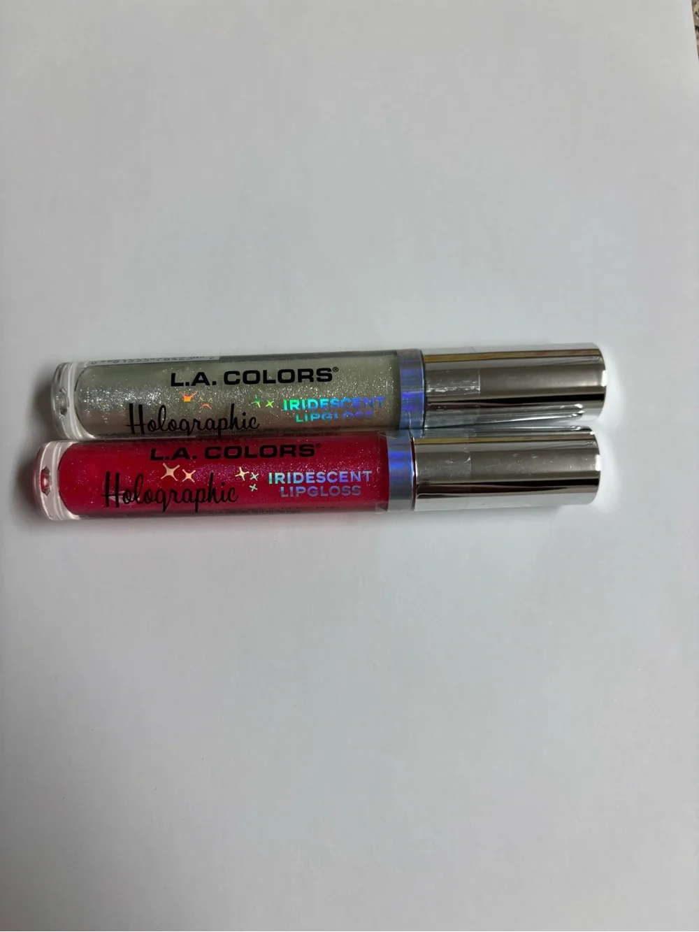 L.A. COLORS Holographic Iridescent Lip Gloss Duo - Clear & Hot Pink